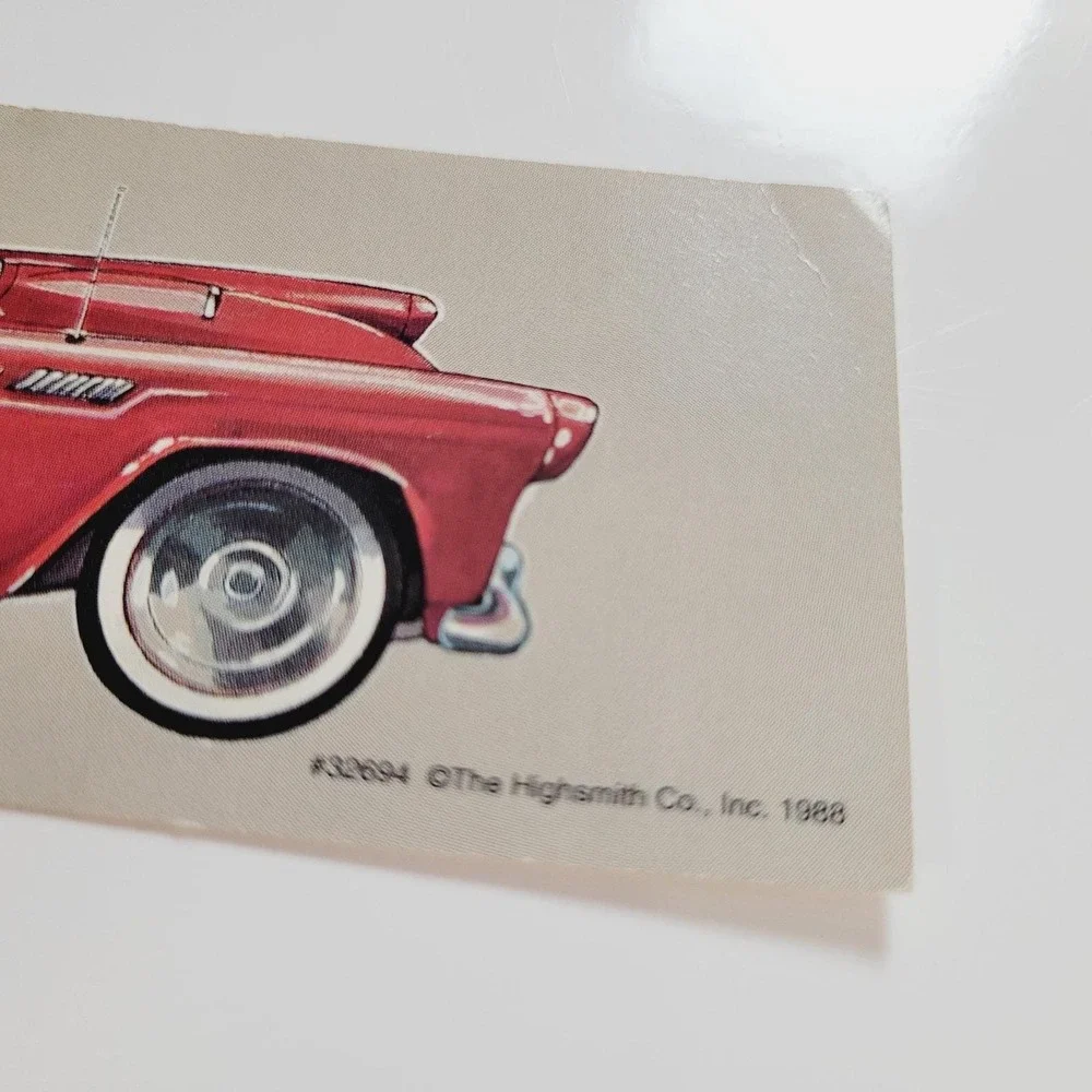 Vintage 80s red Thunderbird paper bookmark sports car 1988 Highsmith 32694